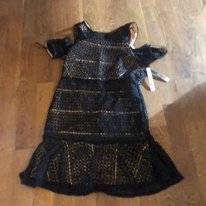 Aqua Black and Tan lace dress